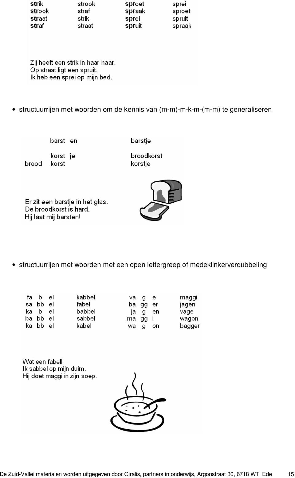 of medeklinkerverdubbeling De Zuid-Vallei materialen worden