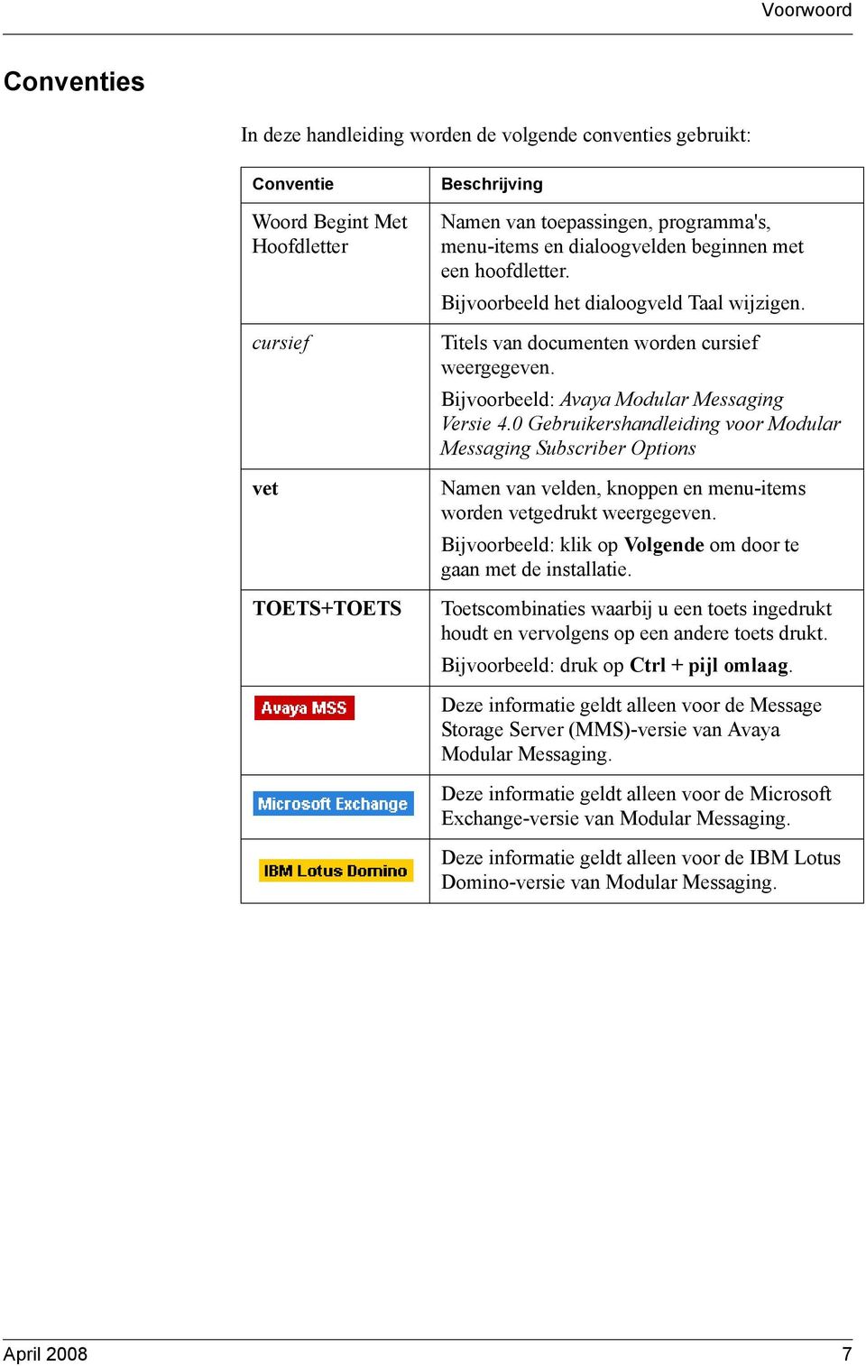 0 Gebruikershandleiding voor Modular Messaging Subscriber Options Namen van velden, knoppen en menu-items worden vetgedrukt weergegeven.