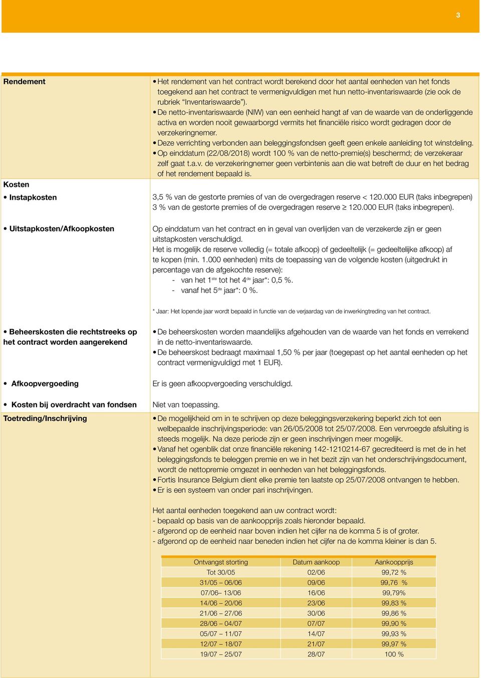 De netto-inventariswaarde (NIW) van een eenheid hangt af van de waarde van de onderliggende activa en worden nooit gewaarborgd vermits het financiële risico wordt gedragen door de verzekeringnemer.