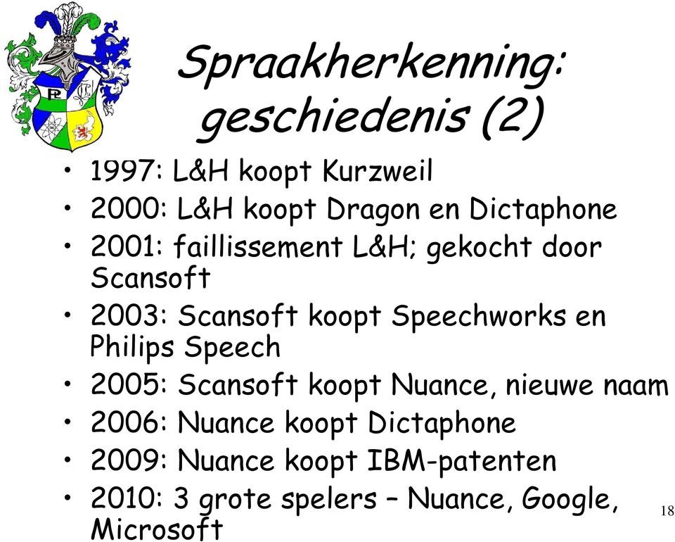 Speechworks en Philips Speech 2005: Scansoft koopt Nuance, nieuwe naam 2006: Nuance