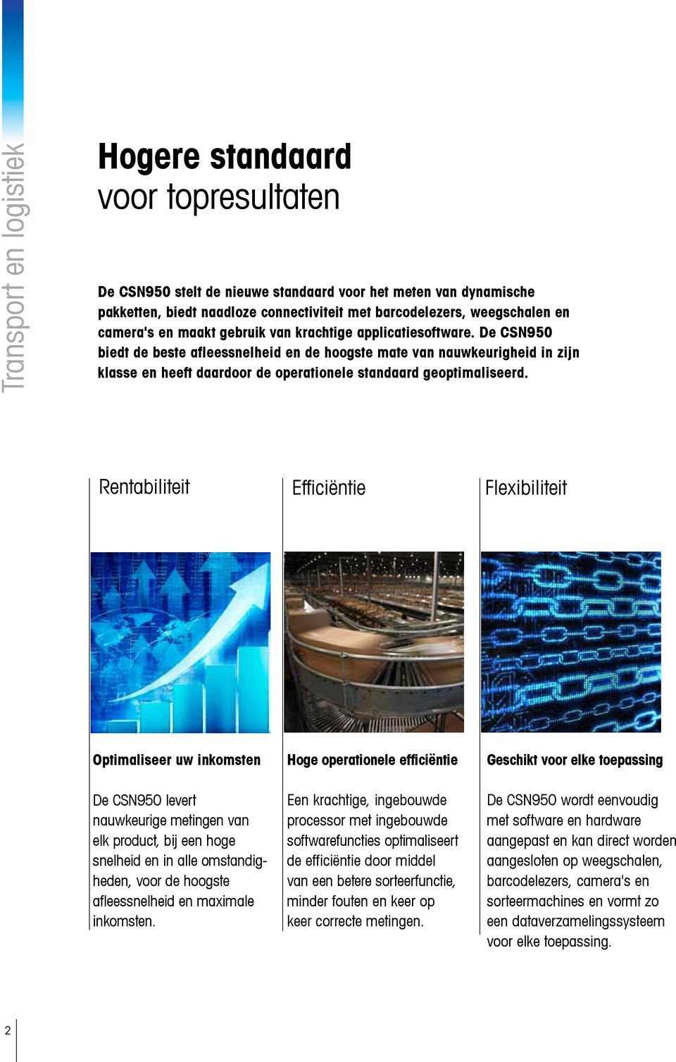 De CSN950 biedt de beste afleessnelheid en de hoogste mate van nauwkeurigheid in zijn klasse en heeft daardoor de operationele standaard geoptimaliseerd.