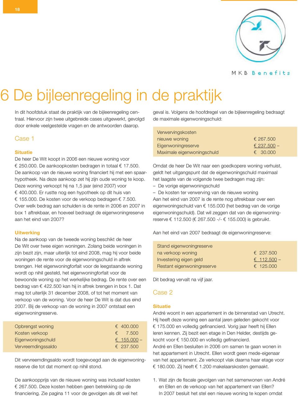 Case 1 Situatie De heer De Wit koopt in 2006 een nieuwe woning voor De aankoop van de nieuwe woning financiert hij met een spaarhypotheek. Na deze aankoop zet hij zijn oude woning te koop.