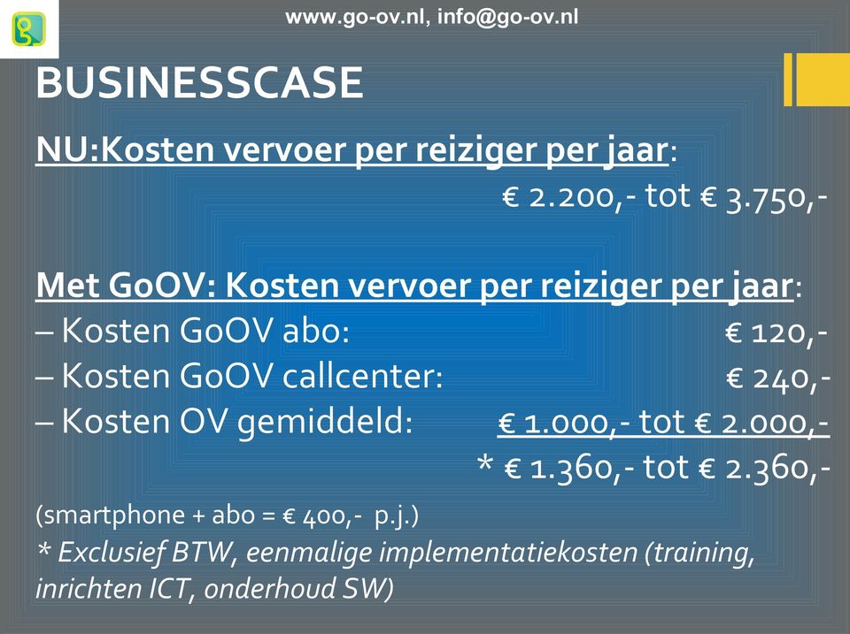 callcenter: 240, Kosten OV gemiddeld: 1.000,- tot 2.000,* 1.360,- tot 2.