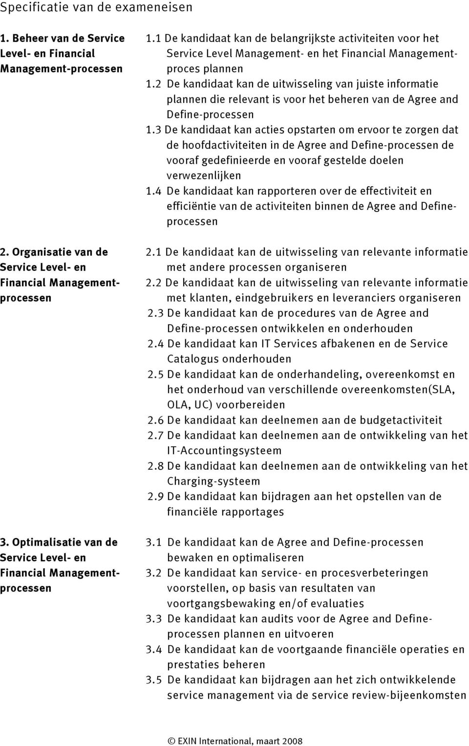 2 De kandidaat kan de uitwisseling van juiste informatie plannen die relevant is voor het beheren van de Agree and Define-processen 1.