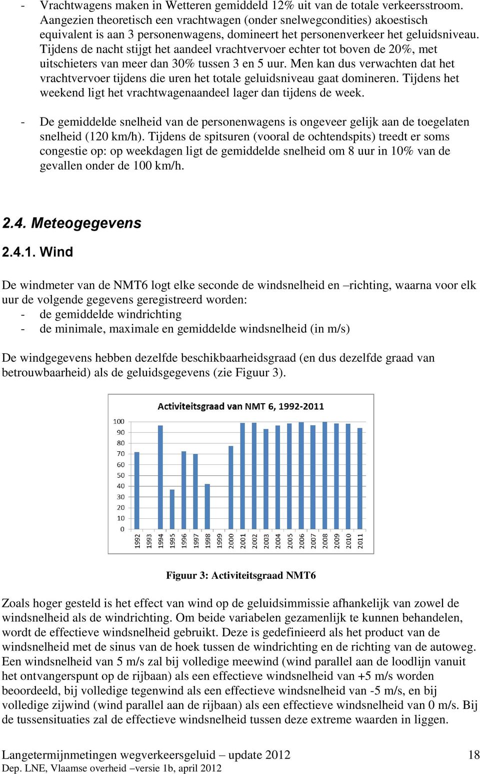 Tijdens de nacht stijgt het aandeel vrachtvervoer echter tot boven de 20%, met uitschieters van meer dan 30% tussen 3 en 5 uur.