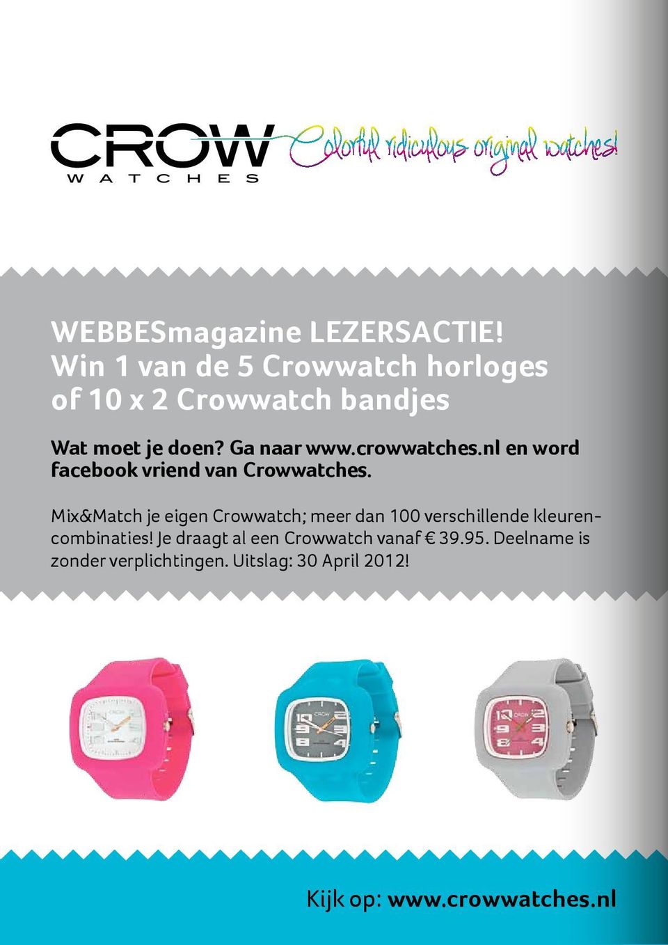 crowwatches.nl en word facebook vriend van Crowwatches.