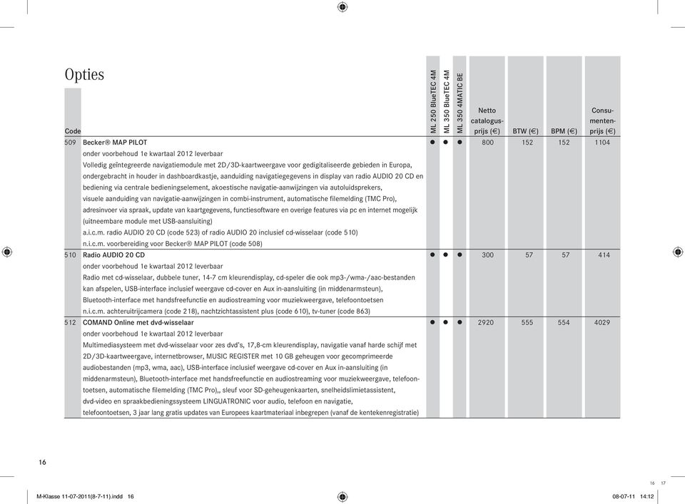 autoluidsprekers, visuele aanduiding van navigatie-aanwijzingen in combi-instrument, automatische filemelding (TMC Pro), adresinvoer via spraak, update van kaartgegevens, functiesoftware en overige