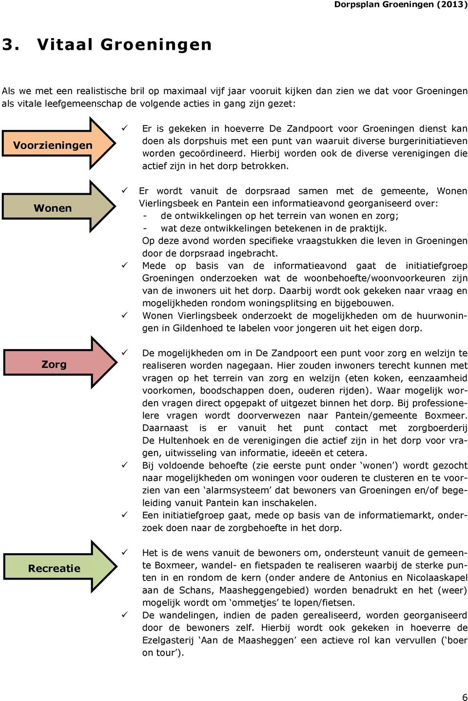 Hierbij worden ook de diverse verenigingen die actief zijn in het dorp betrokken.