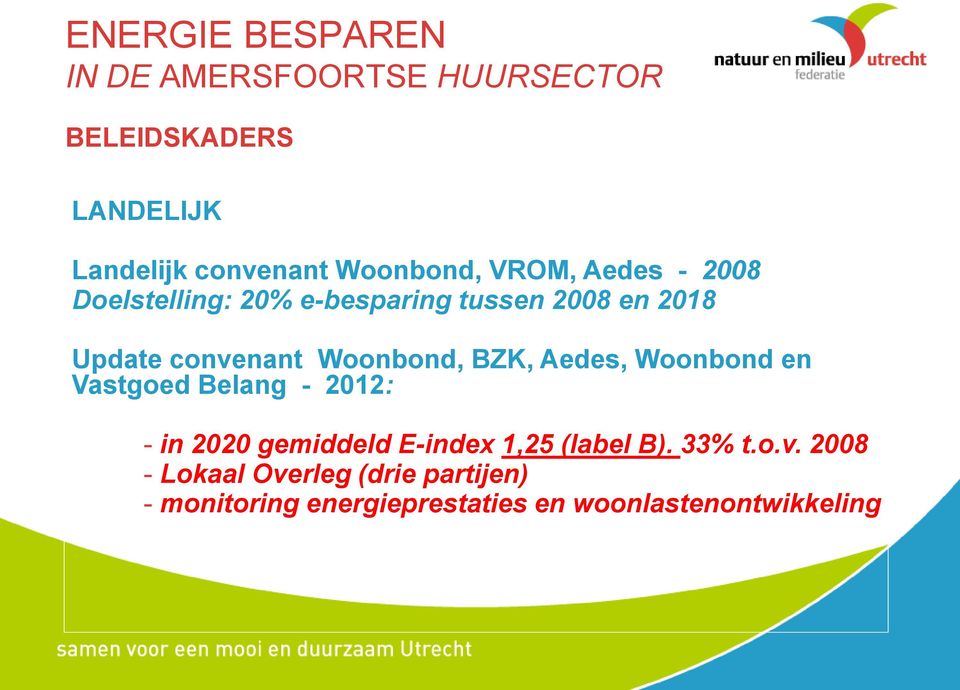 Vastgoed Belang - 2012: - in 2020 gemiddeld E-index 1,25 (label B). 33% t.o.v.