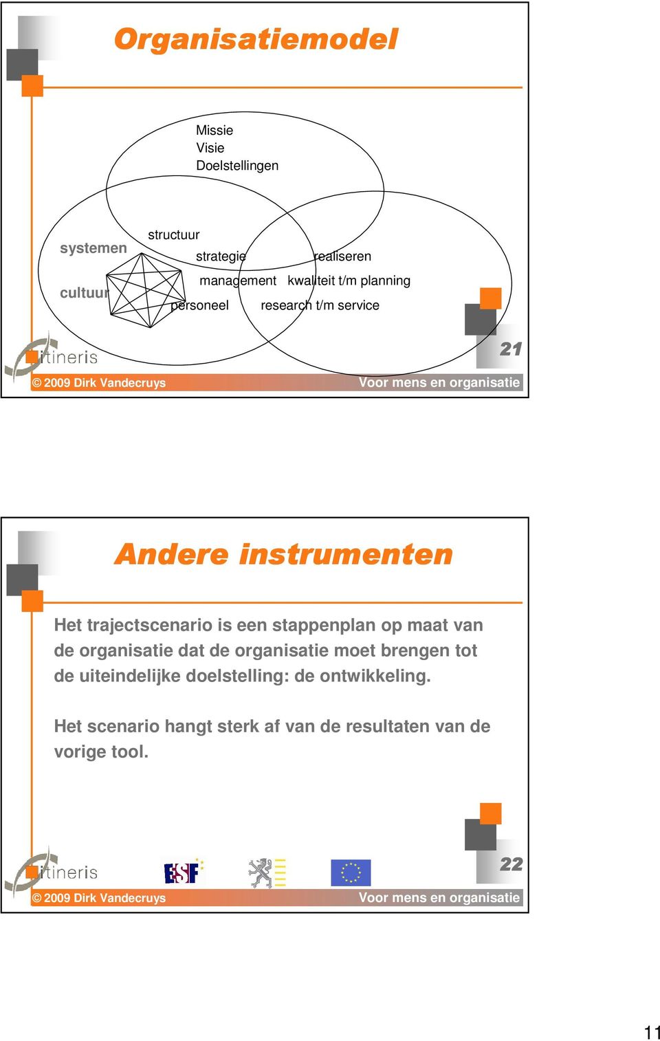 trajectscenario is een stappenplan op maat van de organisatie dat de organisatie moet brengen tot de