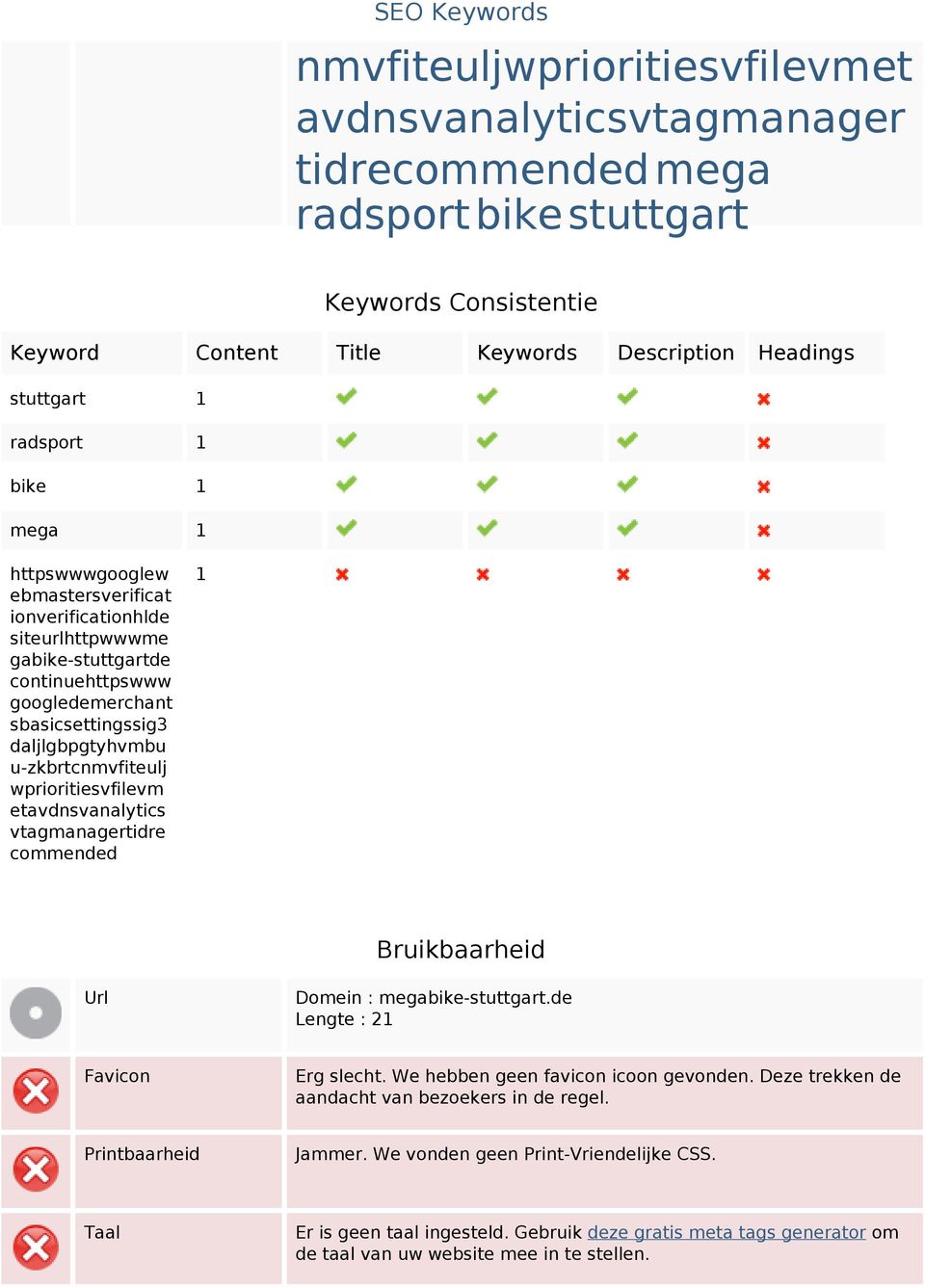 u-zkbrtcnmvfiteulj wprioritiesvfilevm etavdnsvanalytics vtagmanagertidre commended 1 Bruikbaarheid Url Domein : megabike-stuttgart.de Lengte : 21 Favicon Erg slecht.