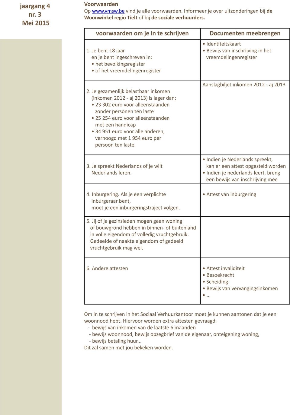 Je gezamenlijk belastbaar inkomen (inkomen 2012 - aj 2013) is lager dan: 23 302 euro voor alleenstaanden zonder personen ten laste 25 254 euro voor alleenstaanden met een handicap 34 951 euro voor