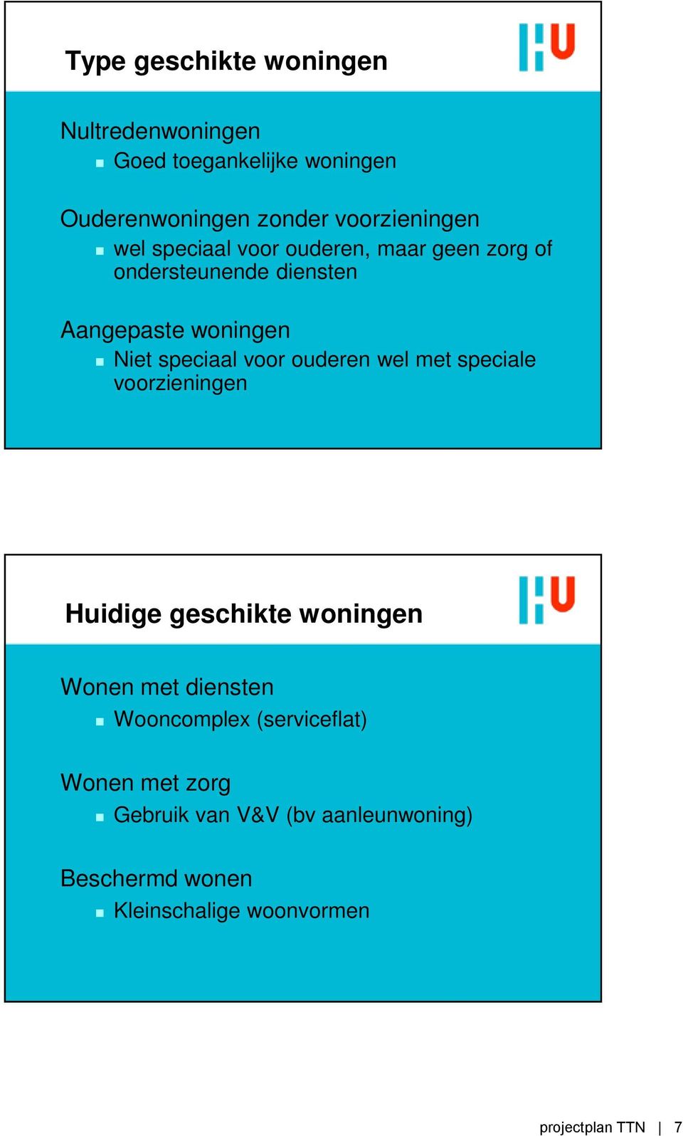 ouderen wel met speciale voorzieningen Huidige geschikte woningen Wonen met diensten Wooncomplex