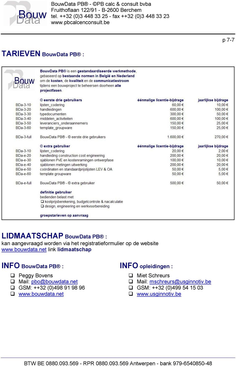 net link lidmaatschap INFO BouwData PB : Peggy Bovens Mail: pbo@bouwdata.