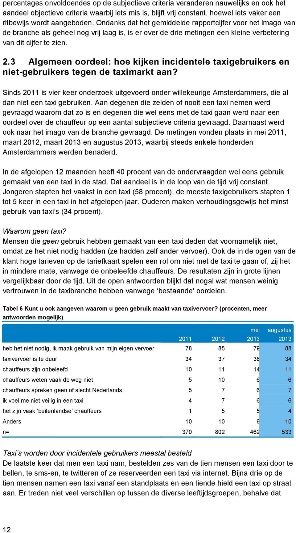 3 Algemeen oordeel: hoe kijken incidentele taxigebruikers en niet-gebruikers tegen de taximarkt aan?