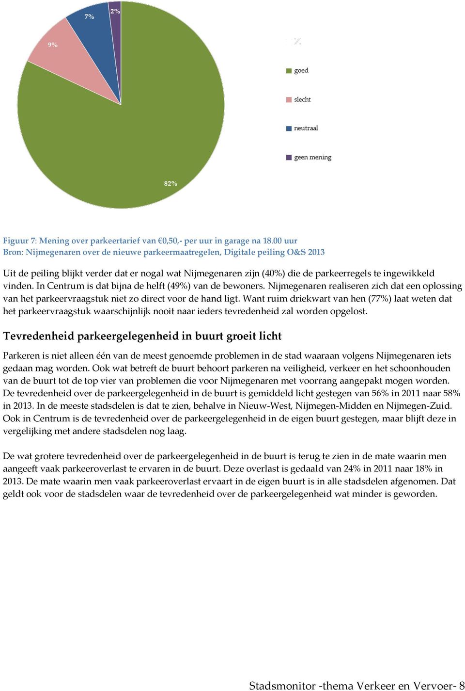 In Centrum is dat bijna de helft (49%) van de bewoners. Nijmegenaren realiseren zich dat een oplossing van het parkeervraagstuk niet zo direct voor de hand ligt.