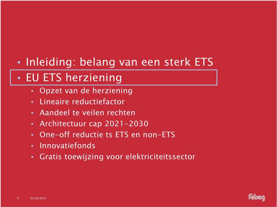 rechten Architectuur cap 2021-2030 One-off reductie ts ETS en