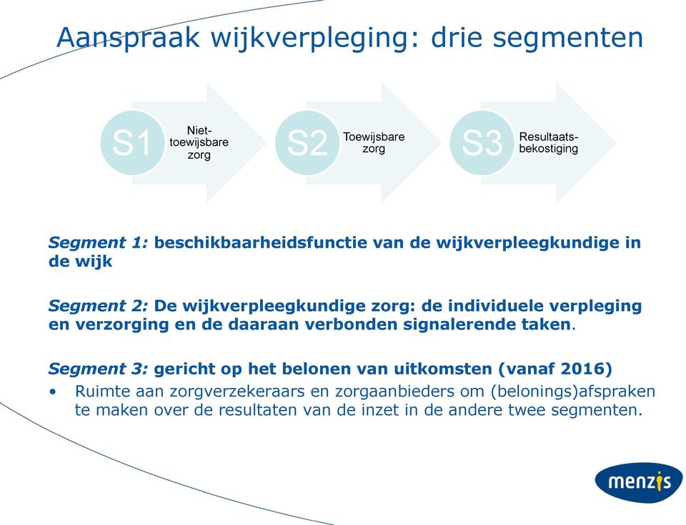 verpleging en verzorging en de daaraan verbonden signalerende taken.