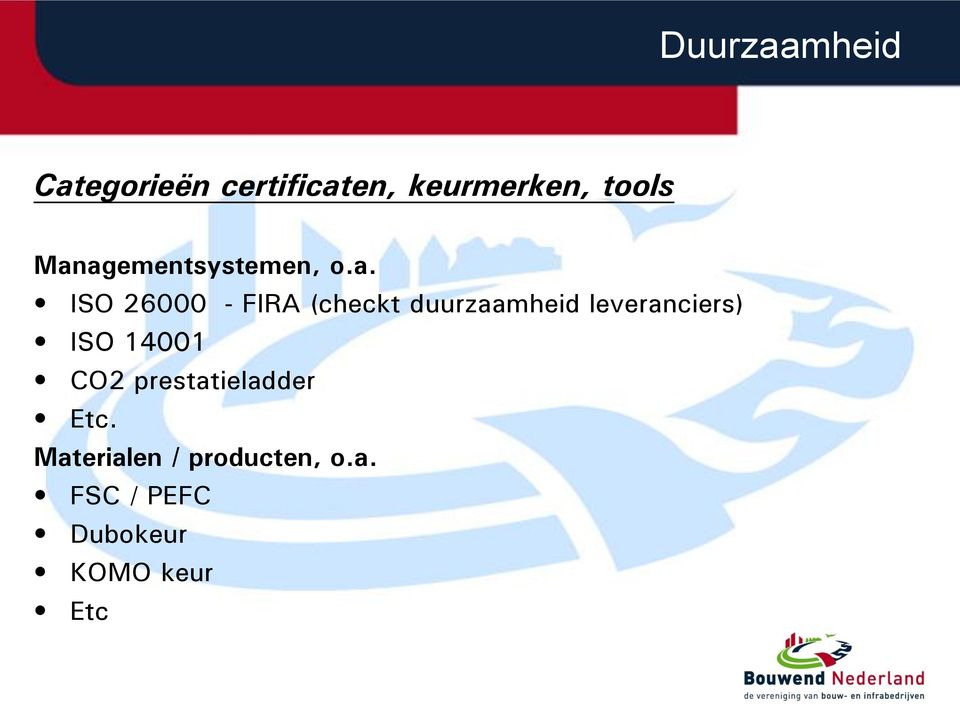 duurzaamheid leveranciers) ISO 14001 CO2