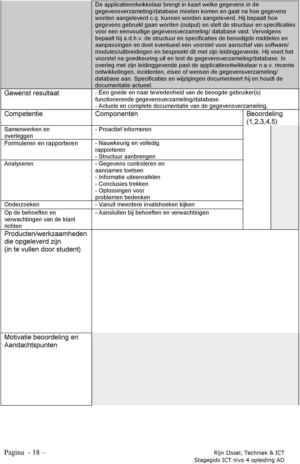 ns gebruikt gaan worden (output) en stelt de structuur en specificaties vo