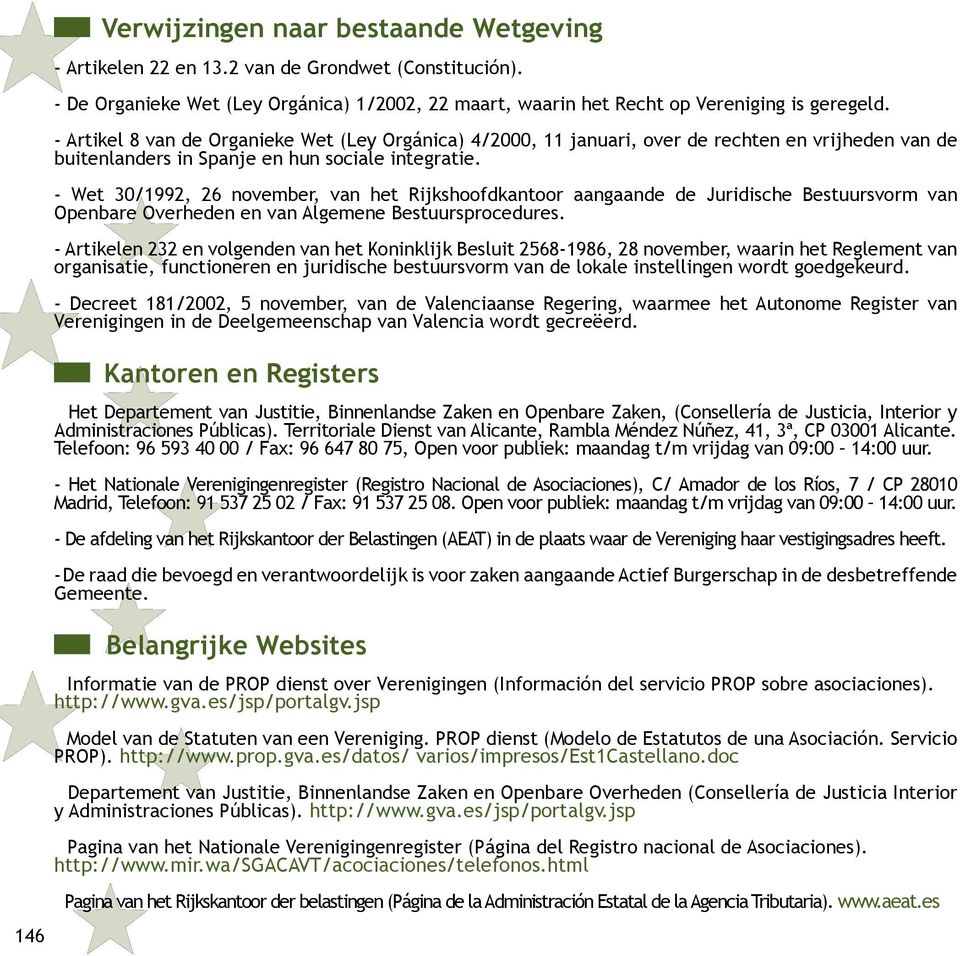 - Wet 30/1992, 26 november, van het Rijkshoofdkantoor aangaande de Juridische Bestuursvorm van Openbare Overheden en van Algemene Bestuursprocedures.