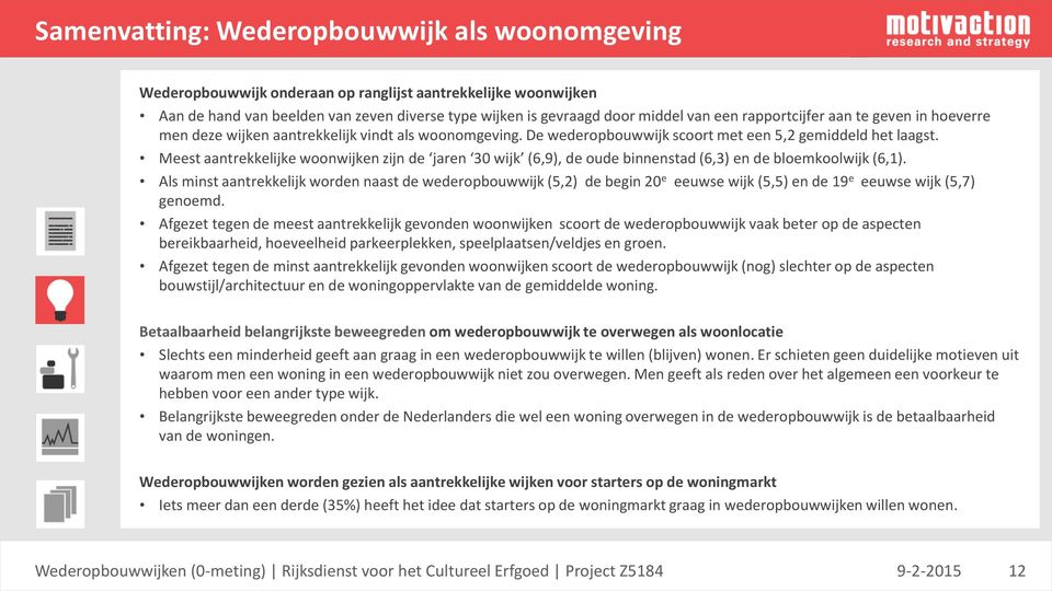 Meest aantrekkelijke woonwijken zijn de jaren 30 wijk (6,9), de oude binnenstad (6,3) en de bloemkoolwijk (6,1).