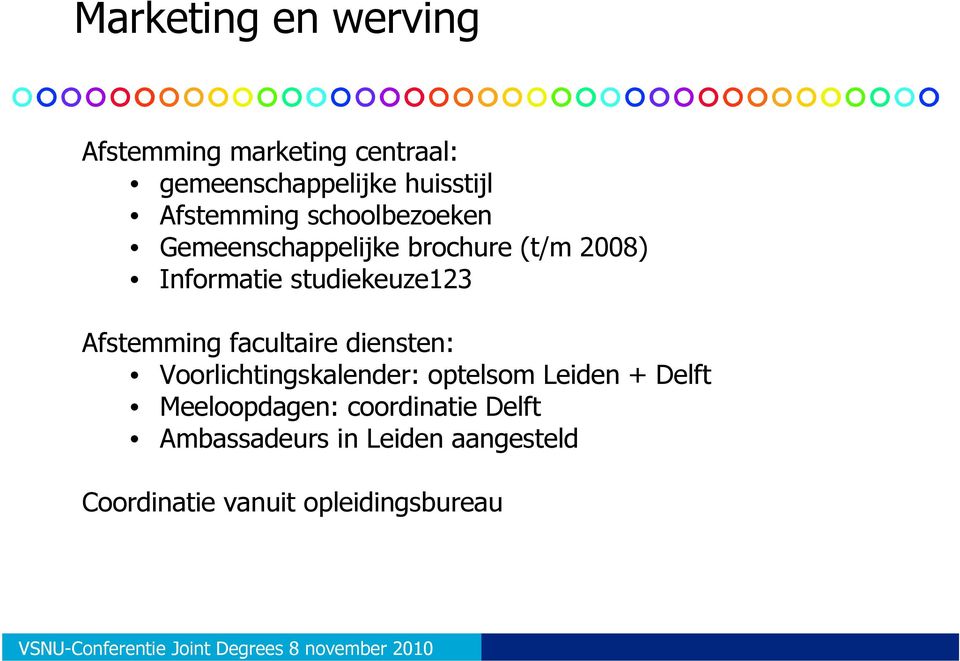 studiekeuze123 Afstemming facultaire diensten: Voorlichtingskalender: optelsom Leiden +