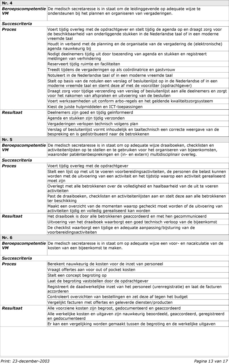 Houdt in verband met de planning en de organisatie van de vergadering de (elektronische) agenda nauwkeurig bij Nodigt deelnemers tijdig uit door toezending van agenda en stukken en registreert