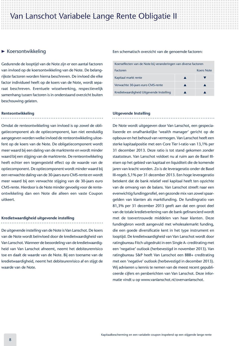 Eventuele wisselwerking, respectievelijk samenhang tussen factoren is in onderstaand overzicht buiten beschouwing gelaten.