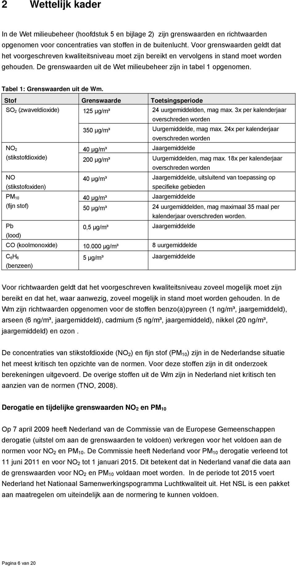 Tabel 1: Grenswaarden uit de Wm. Stof Grenswaarde Toetsingsperiode SO 2 (zwaveldioxide) 125 μg/m³ 24 uurgemiddelden, mag max. 3x per kalenderjaar overschreden worden 350 μg/m³ Uurgemiddelde, mag max.