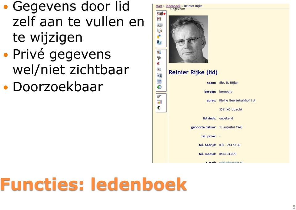 gegevens wel/niet zichtbaar