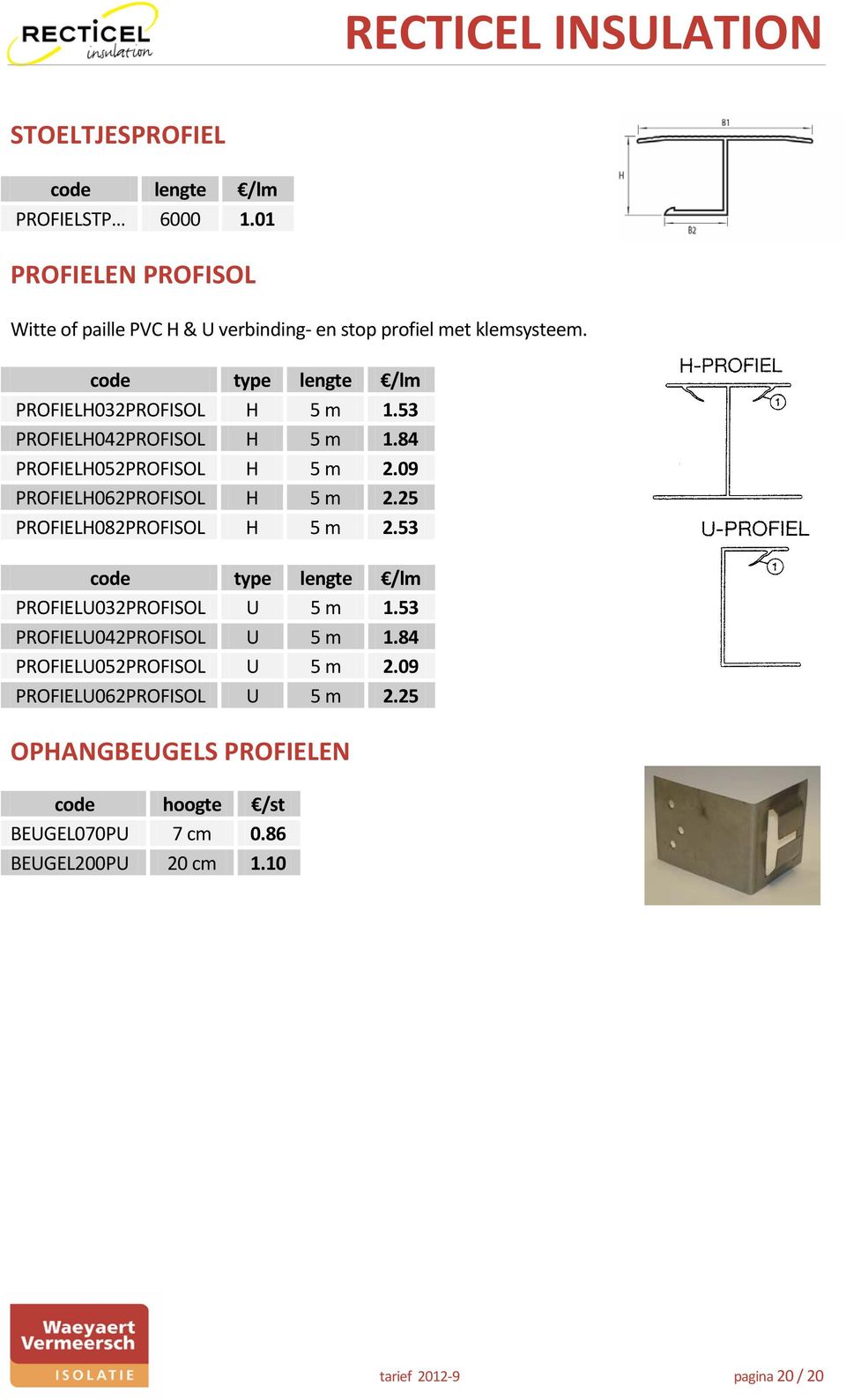 25 PROFIELH082PROFISOL H 5 m 2.53 code type lengte /lm PROFIELU032PROFISOL U 5 m 1.53 PROFIELU042PROFISOL U 5 m 1.84 PROFIELU052PROFISOL U 5 m 2.