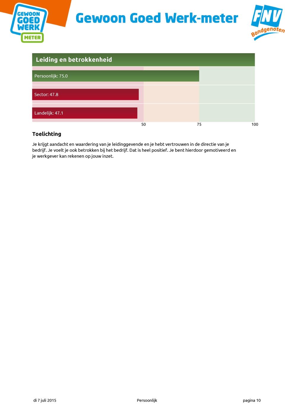 directie van je bedrijf. Je voelt je ook betrokken bij het bedrijf. Dat is heel positief.