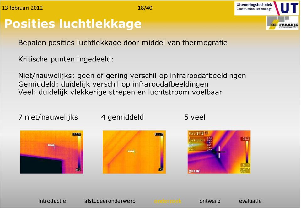 duidelijk verschil op infraroodafbeeldingen Veel: duidelijk vlekkerige strepen en luchtstroom