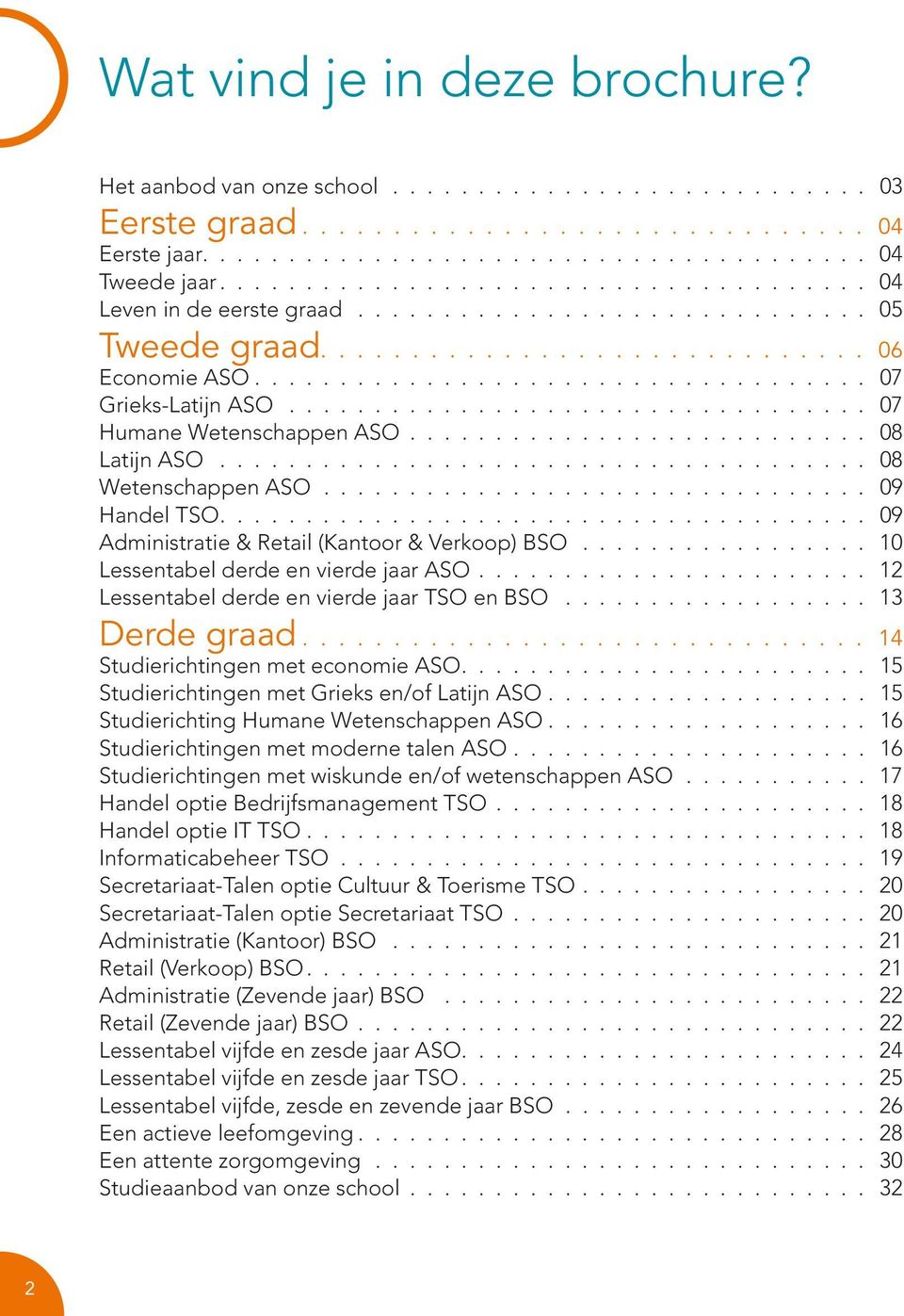 .................................. 07 Humane Wetenschappen ASO........................... 08 Latijn ASO....................................... 08 Wetenschappen ASO................................. 09 Handel TSO.