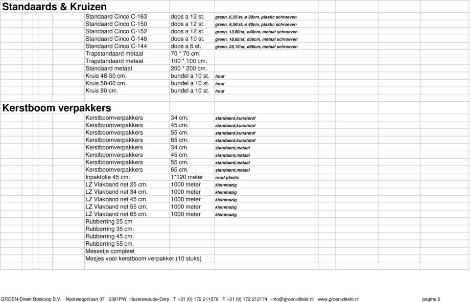 green, 18,85/st, ø50cm, metaal schroeven Standaard Cinco C-144 doos a 6 st. green, 25,15/st, ø60cm, metaal schroeven Trapstandaard metaal 70 * 70 cm. Trapstandaard metaal 100 * 100 cm.