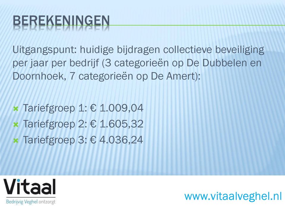 Dubbelen en Doornhoek, 7 categorieën op De Amert):