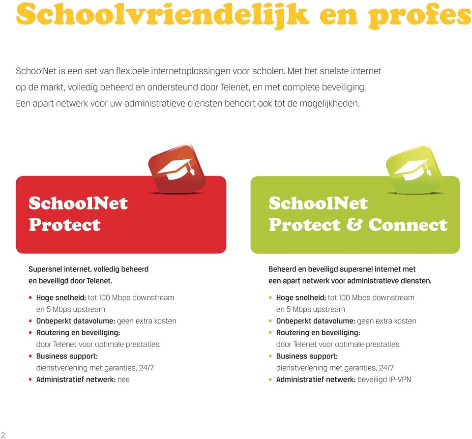 SchoolNet Protect SchoolNet Protect & Connect Supersnel internet, volledig beheerd en beveiligd door Telenet.