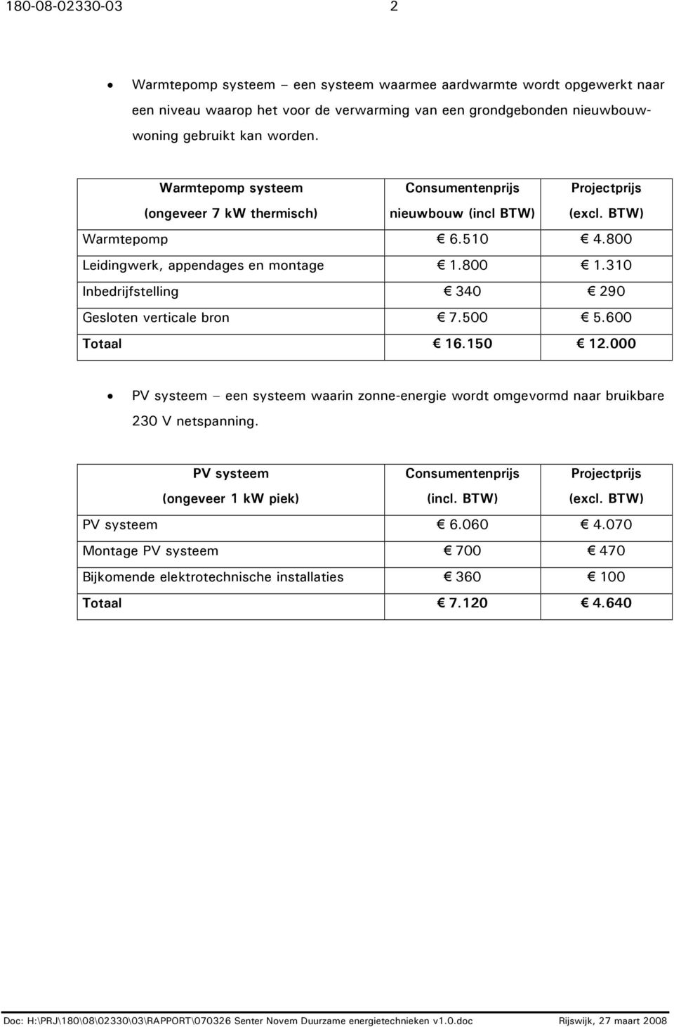 310 Inbedrijfstelling 340 290 Gesloten verticale bron 7.500 5.600 Totaal 16.150 12.000 PV systeem een systeem waarin zonne-energie wordt omgevormd naar bruikbare 230 V netspanning.