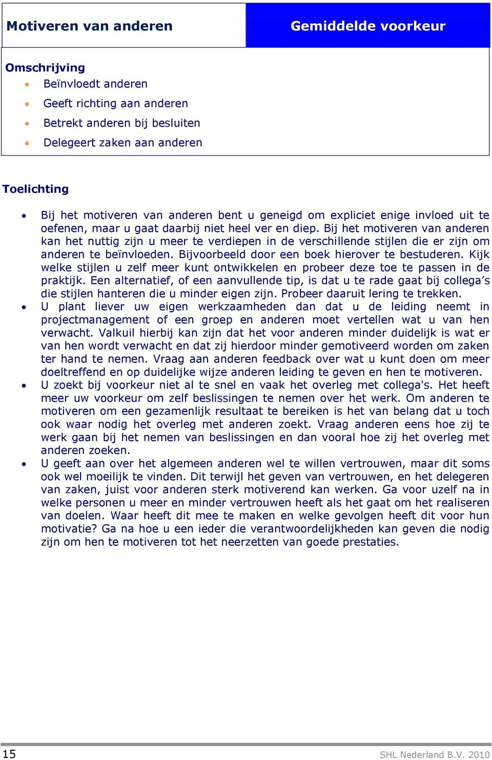 Bij het motiveren van anderen kan het nuttig zijn u meer te verdiepen in de verschillende stijlen die er zijn om anderen te beïnvloeden. Bijvoorbeeld door een boek hierover te bestuderen.