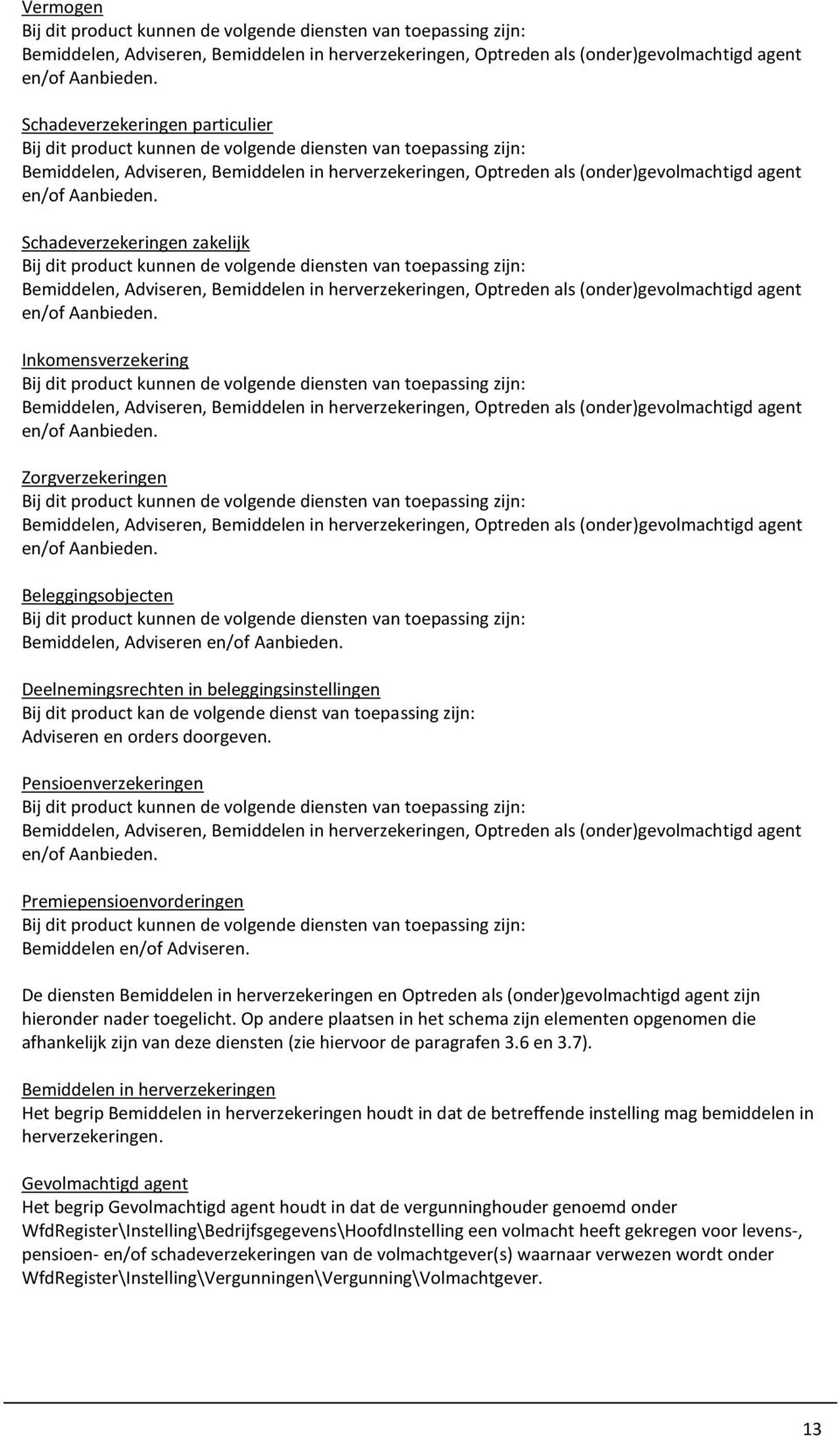 Schadeverzekeringen zakelijk Bemiddelen, Adviseren, Bemiddelen in herverzekeringen, Optreden als (onder)gevolmachtigd agent en/of Aanbieden.