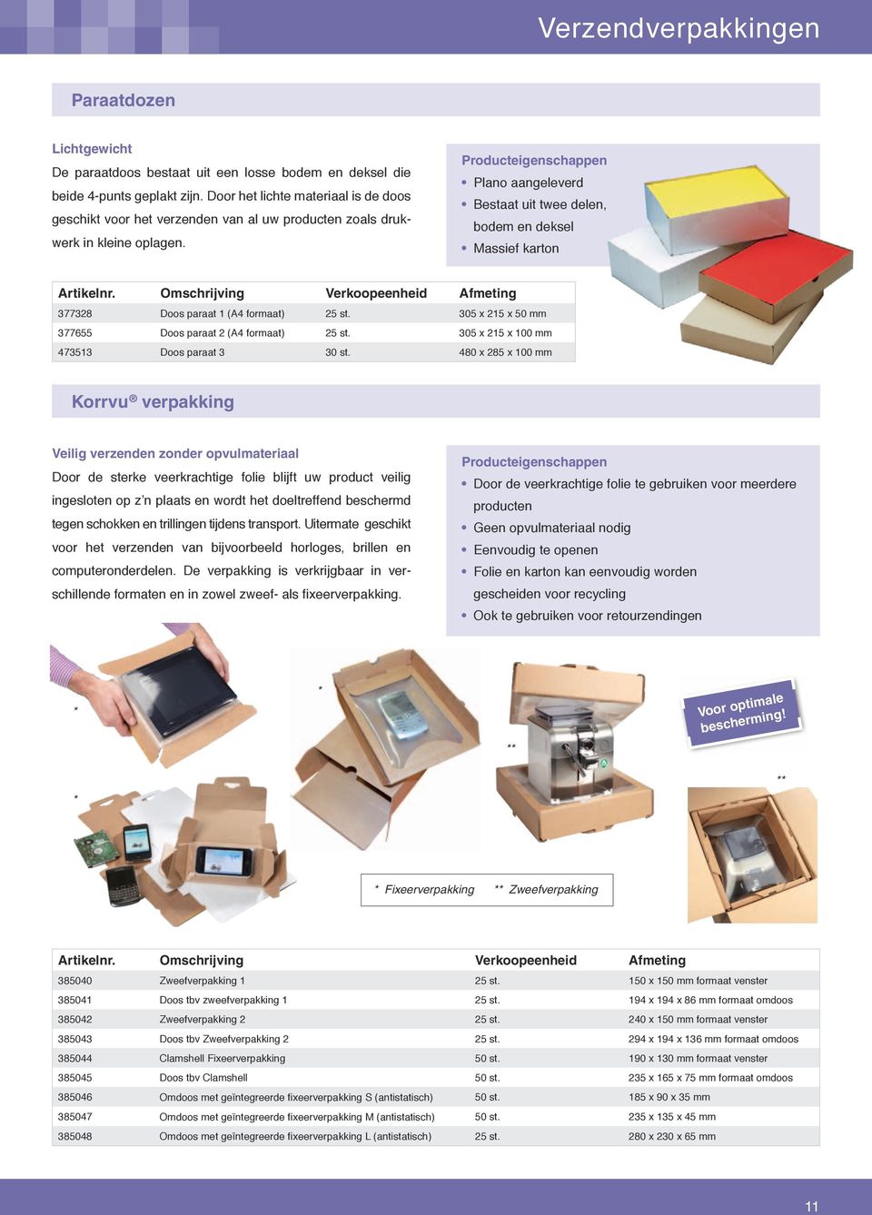 Plano aangeleverd Bestaat uit twee delen, bodem en deksel Massief karton 377328 Doos paraat 1 (A4 formaat) 25 st. 305 x 215 x 50 mm 377655 Doos paraat 2 (A4 formaat) 25 st.