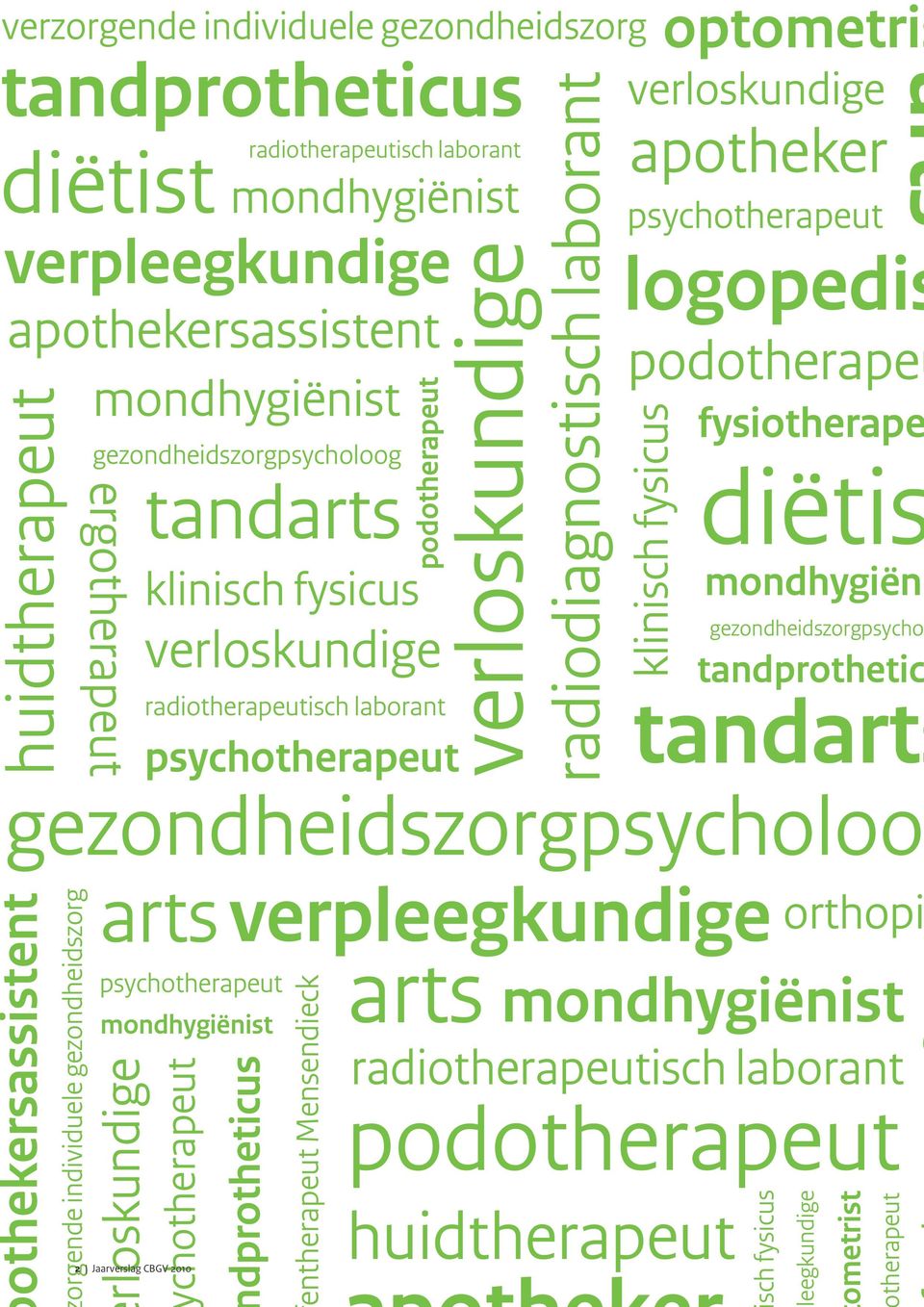 othekersassistent orgende individuele gezondheidszorg gezondheidszorgpsycholoog tandarts psychotherapeut mondhygiënist rloskundige radiotherapeutisch laborant arts chotherapeut 2 Jaarverslag CBGV