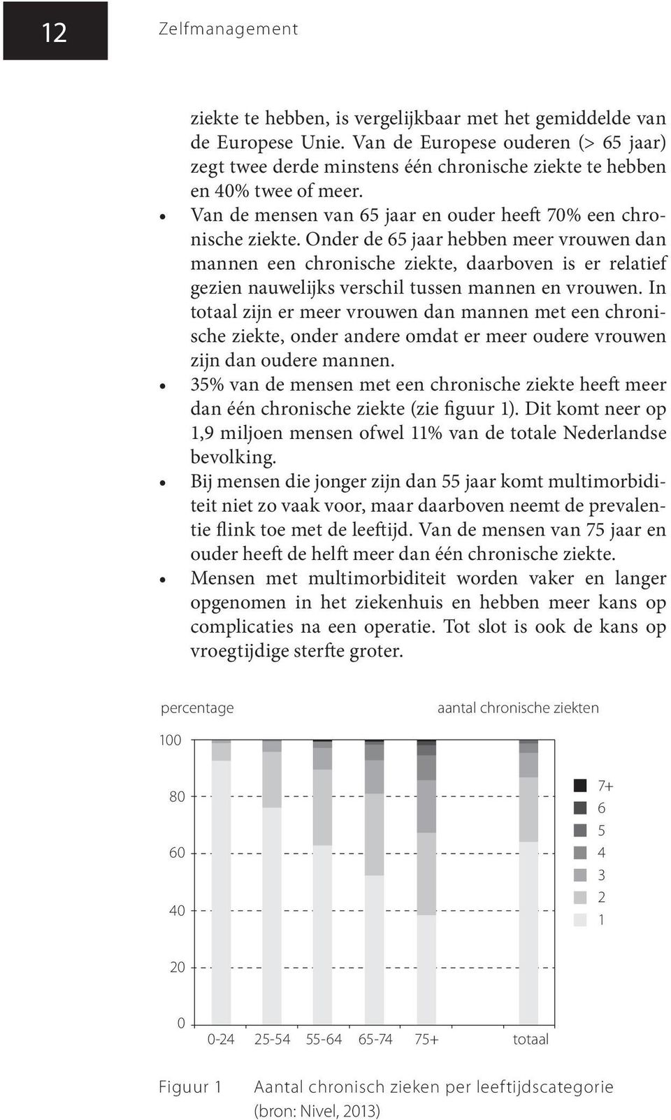 Onder de 65 jaar hebben meer vrouwen dan mannen een chronische ziekte, daarboven is er relatief gezien nauwelijks verschil tussen mannen en vrouwen.