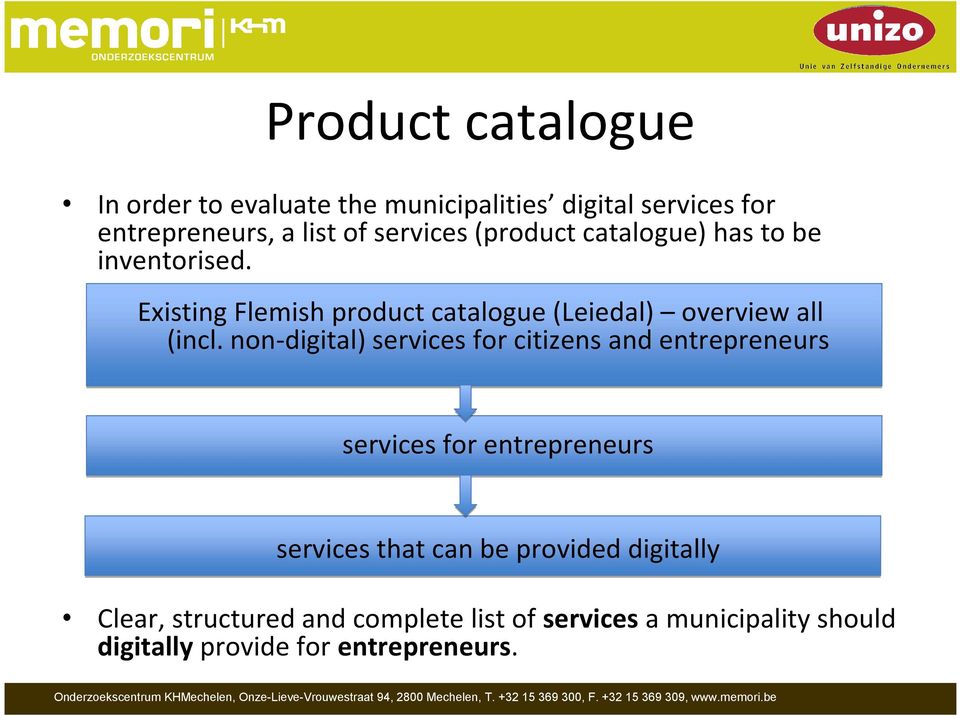 Existing Flemish product catalogue (Leiedal) overview all (incl.