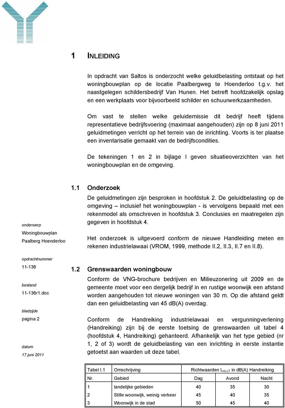 Om vast te stellen welke geluidemissie dit bedrijf heeft tijdens representatieve bedrijfsvoering (maximaal aangehouden) zijn op 8 juni 2011 geluidmetingen verricht op het terrein van de inrichting.