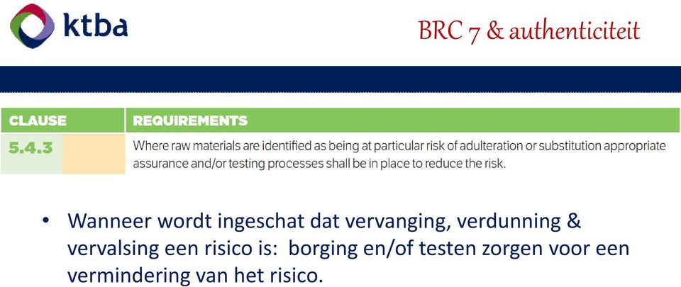 een risico is: borging en/of testen