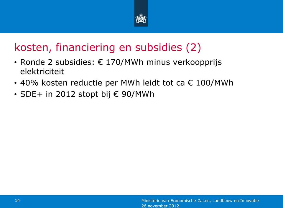 elektriciteit 40% kosten reductie per MWh