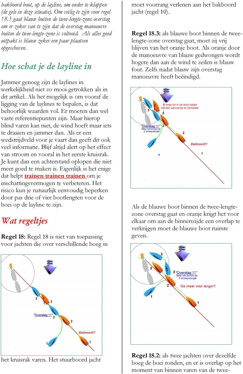 Als alles goed uitpakt is blauw zeker een paar plaatsen opgeschoven. Hoe schat je de layline in Jammer genoeg zijn de laylines in werkelijkheid niet zo mooi getrokken als in dit artikel.