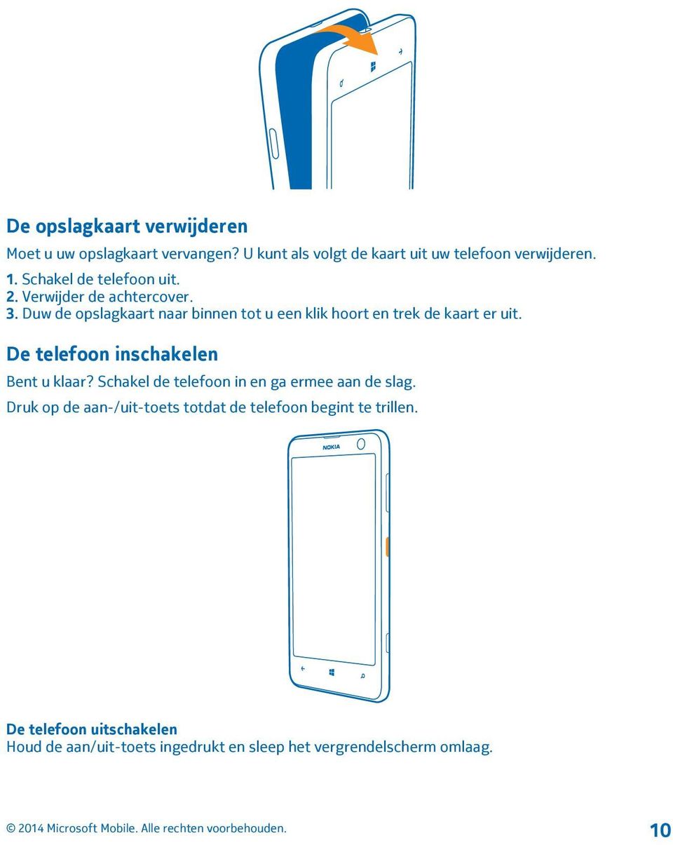 Duw de opslagkaart naar binnen tot u een klik hoort en trek de kaart er uit. De telefoon inschakelen Bent u klaar?